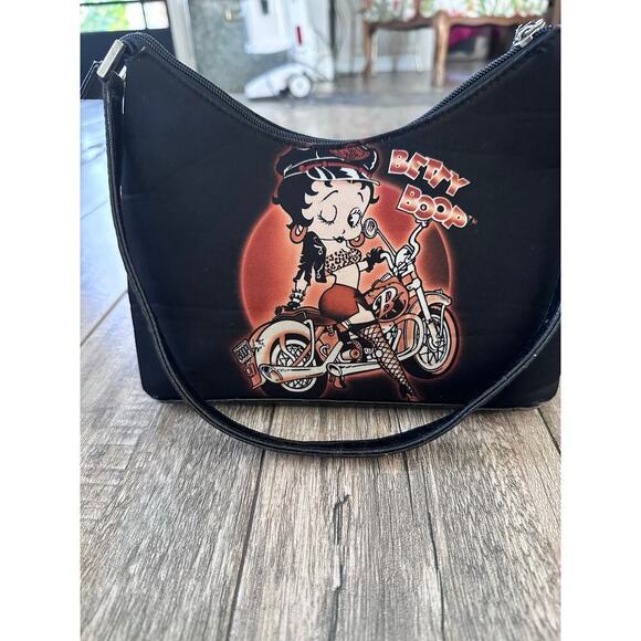 Betty Boop Women's Black On Motorcycle Print Shoulder Bag - Picture 3 of 13